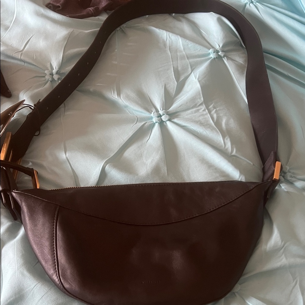 All Saints black Leather Crossbody Sling